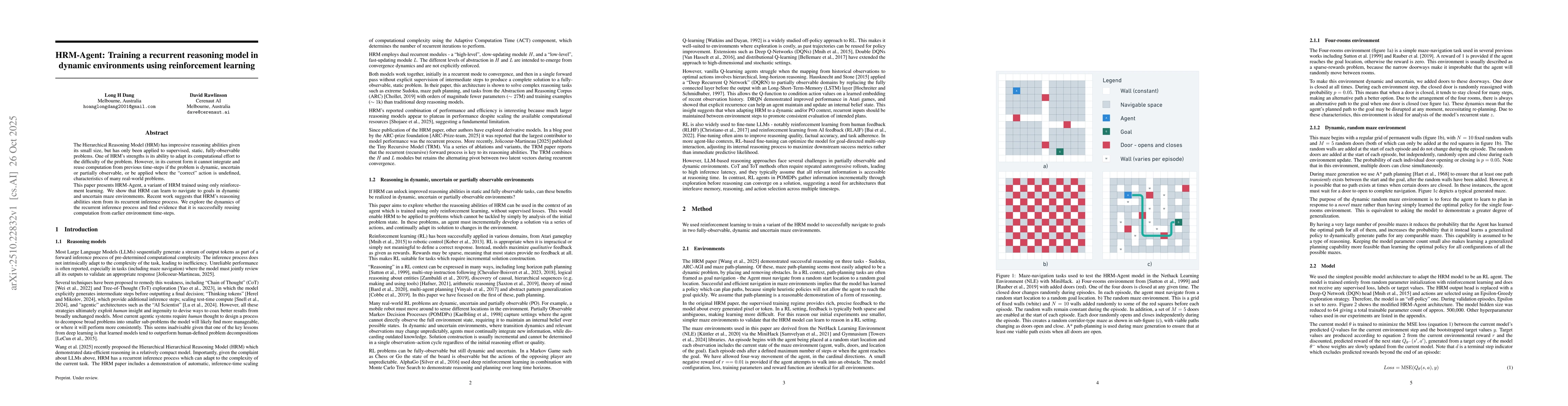 Thumbnail for HRM-Agent: Training a recurrent reasoning model in dynamic environments
  using reinforcement learning