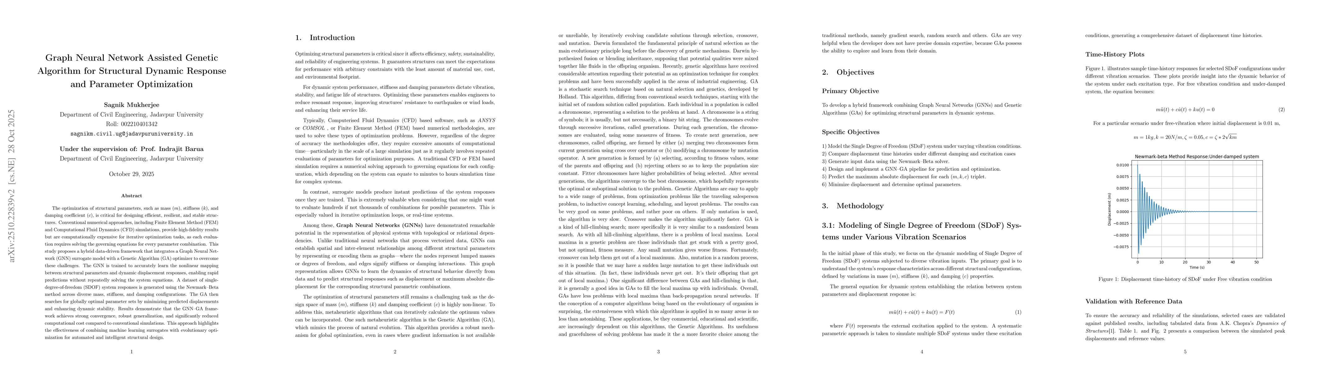 Thumbnail for Graph Neural Network Assisted Genetic Algorithm for Structural Dynamic
  Response and Parameter Optimization