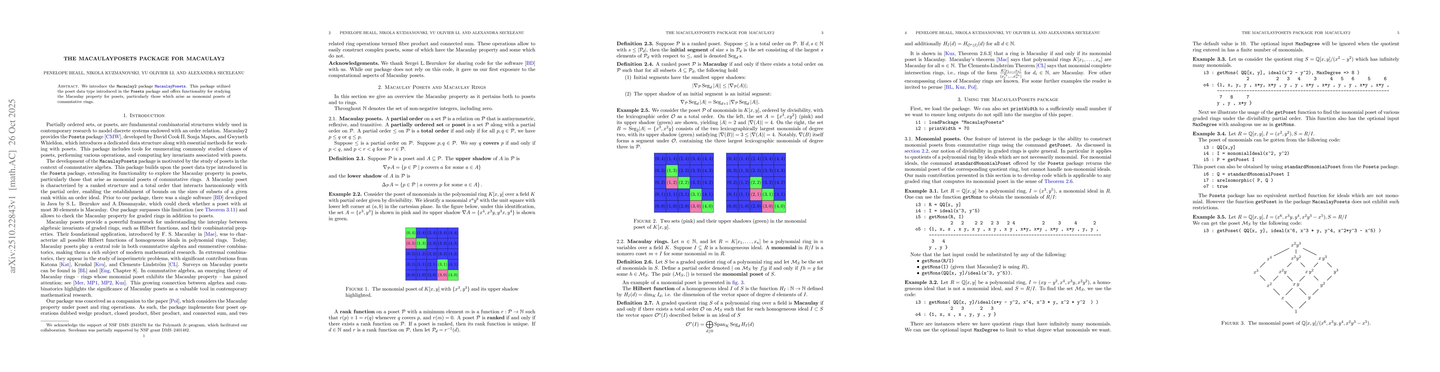 Thumbnail for The MacaulayPosets package for Macaulay2