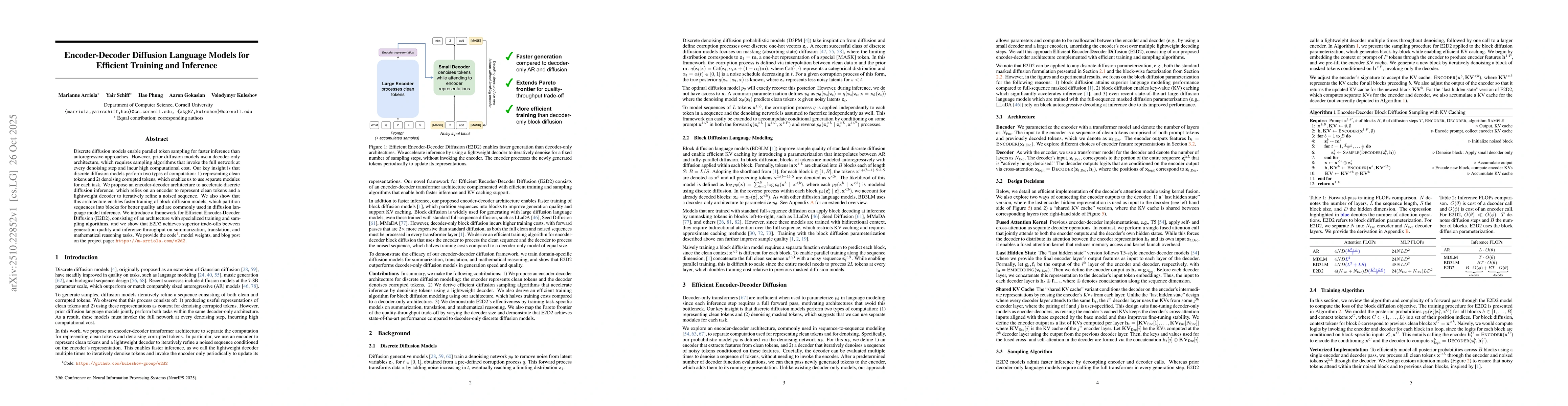 Thumbnail for Encoder-Decoder Diffusion Language Models for Efficient Training and
  Inference