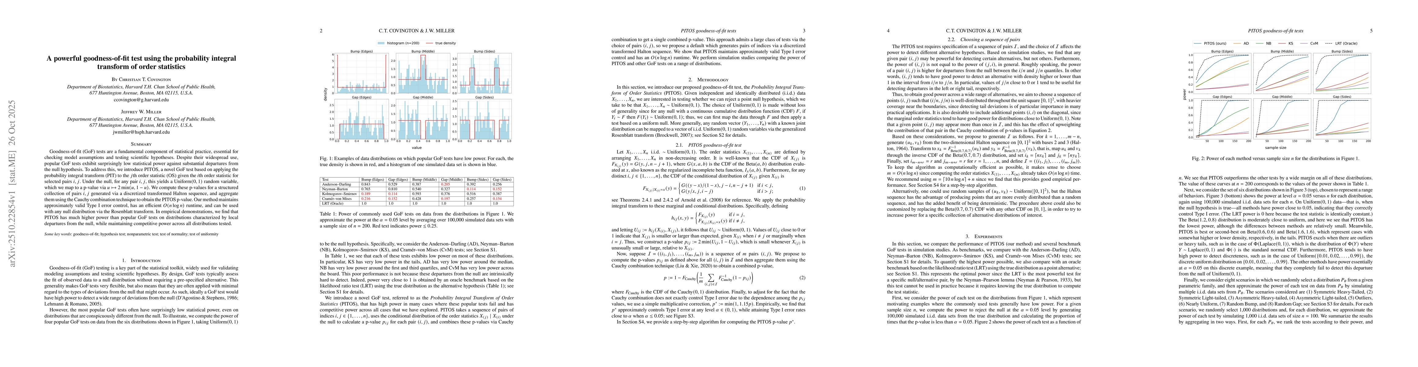 Thumbnail for A powerful goodness-of-fit test using the probability integral transform
  of order statistics