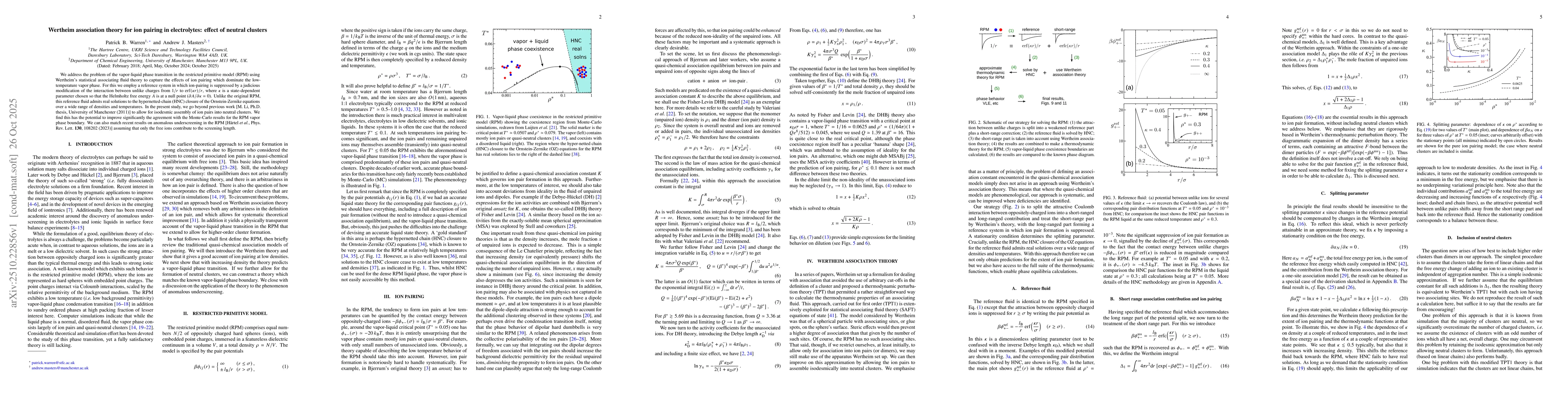 Thumbnail for Wertheim association theory for ion pairing in electrolytes: effect of
  neutral clusters