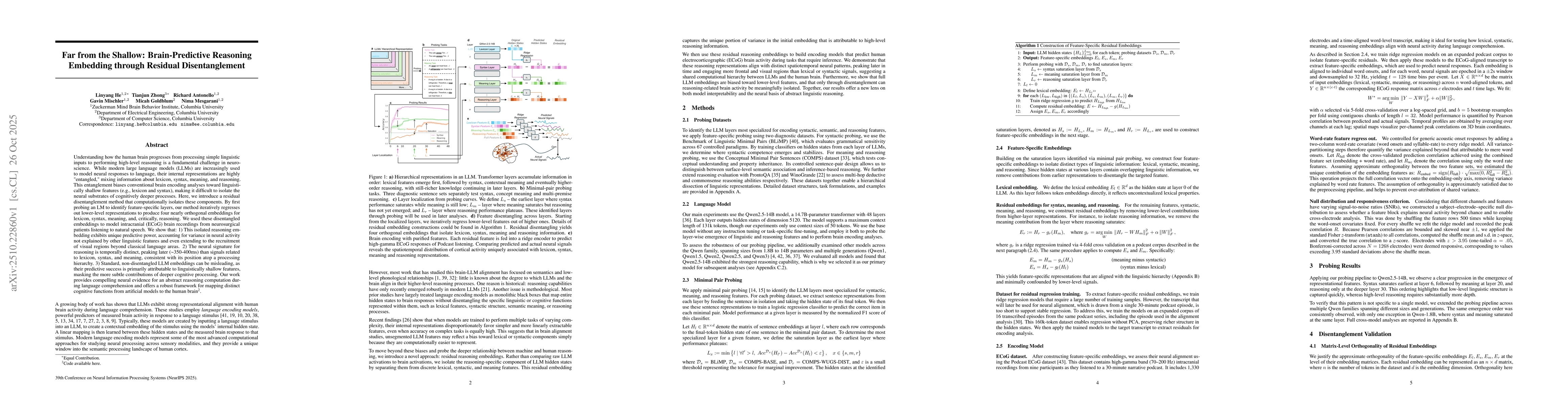 Thumbnail for Far from the Shallow: Brain-Predictive Reasoning Embedding through
  Residual Disentanglement