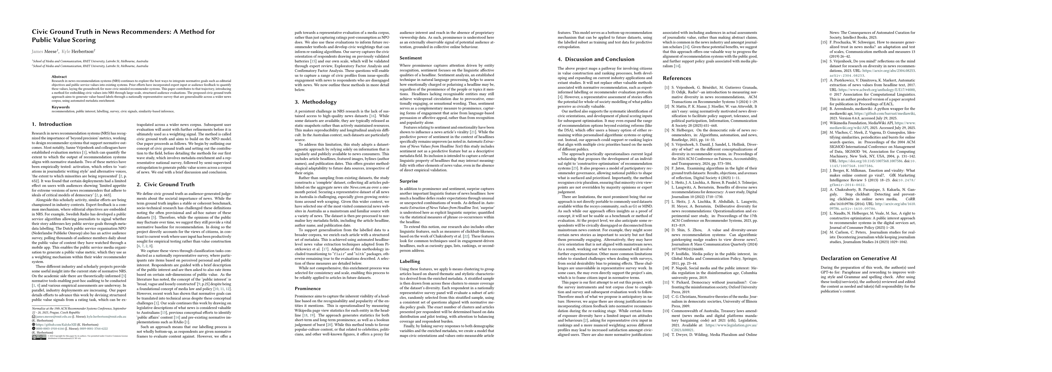 Thumbnail for Civic Ground Truth in News Recommenders: A Method for Public Value
  Scoring