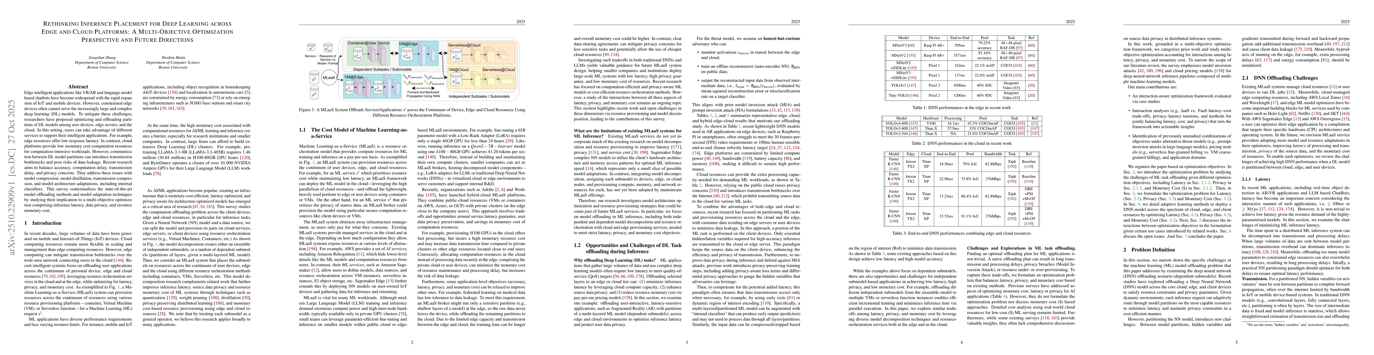 Thumbnail for Rethinking Inference Placement for Deep Learning across Edge and Cloud
  Platforms: A Multi-Objective Optimization Perspective and Future Directions