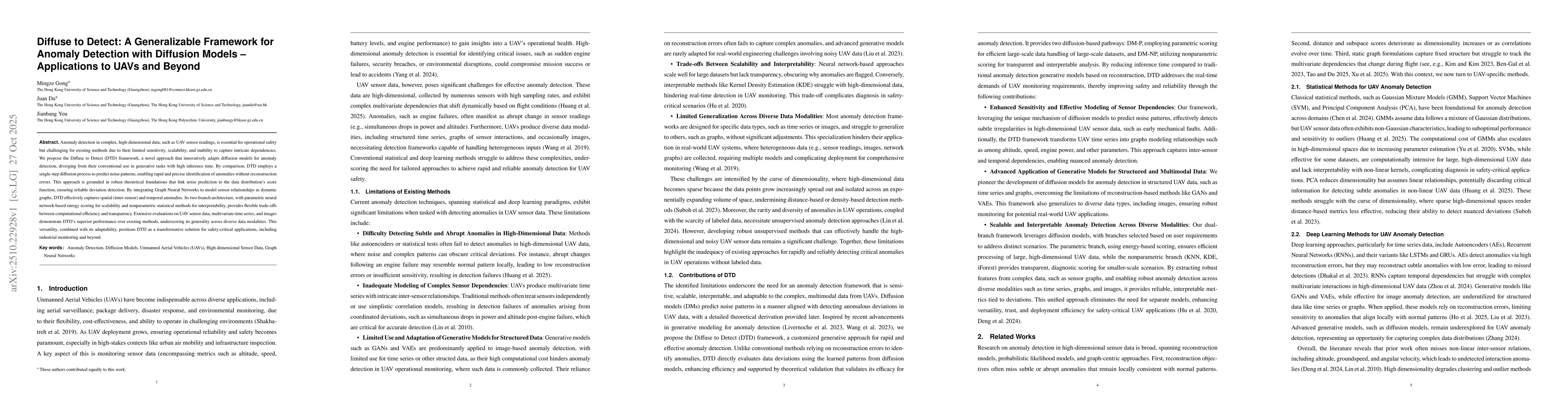 Thumbnail for Diffuse to Detect: A Generalizable Framework for Anomaly Detection with
  Diffusion Models Applications to UAVs and Beyond