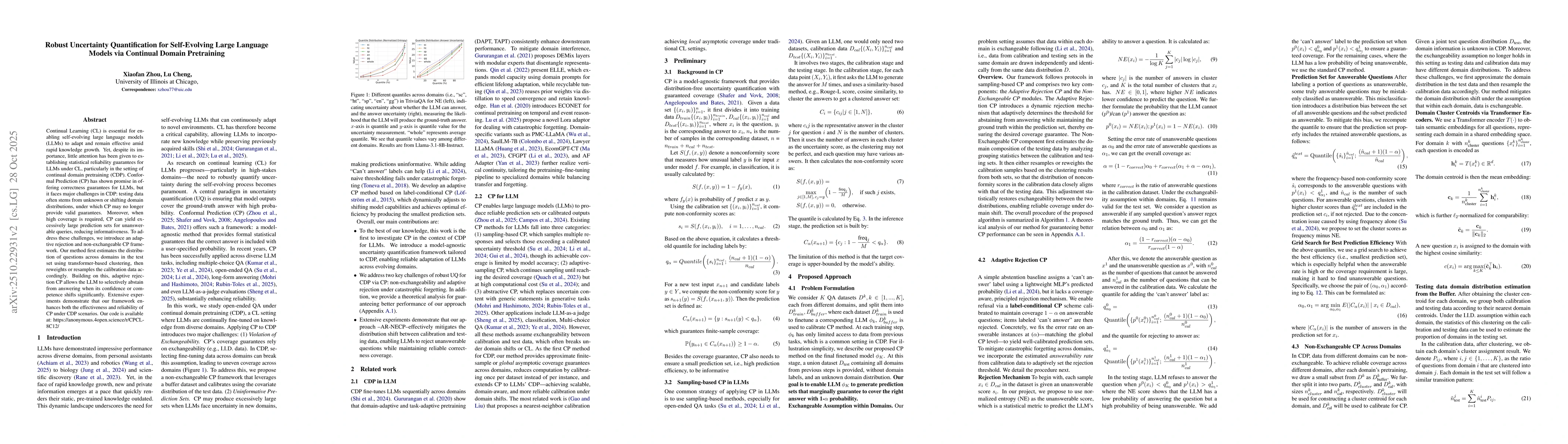 Thumbnail for Robust Uncertainty Quantification for Self-Evolving Large Language
  Models via Continual Domain Pretraining