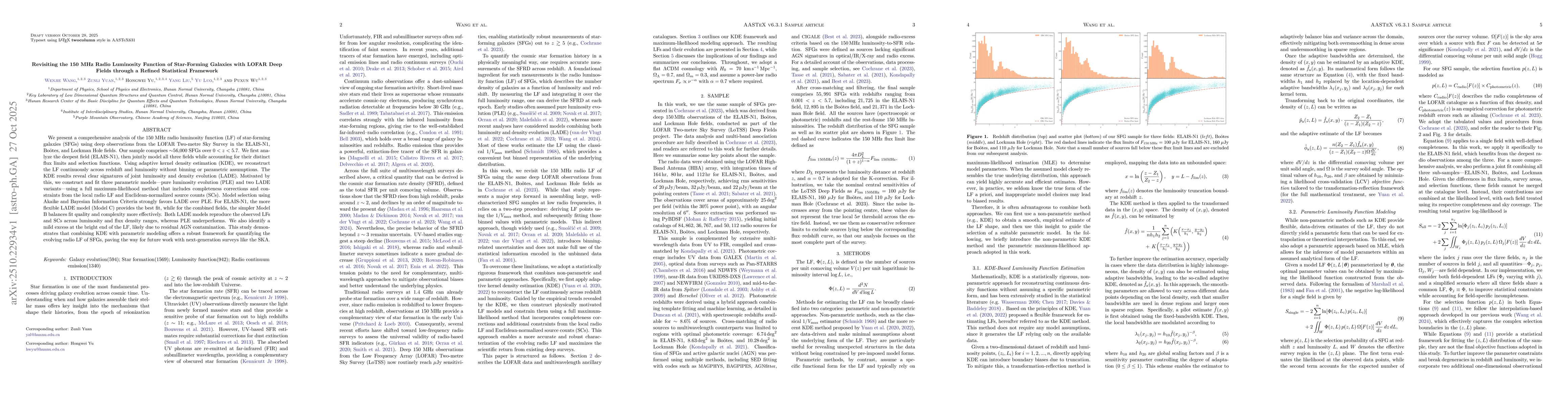 Thumbnail for Revisiting the 150 MHz Radio Luminosity Function of Star-Forming
  Galaxies with LOFAR Deep Fields through a Refined Statistical Framework