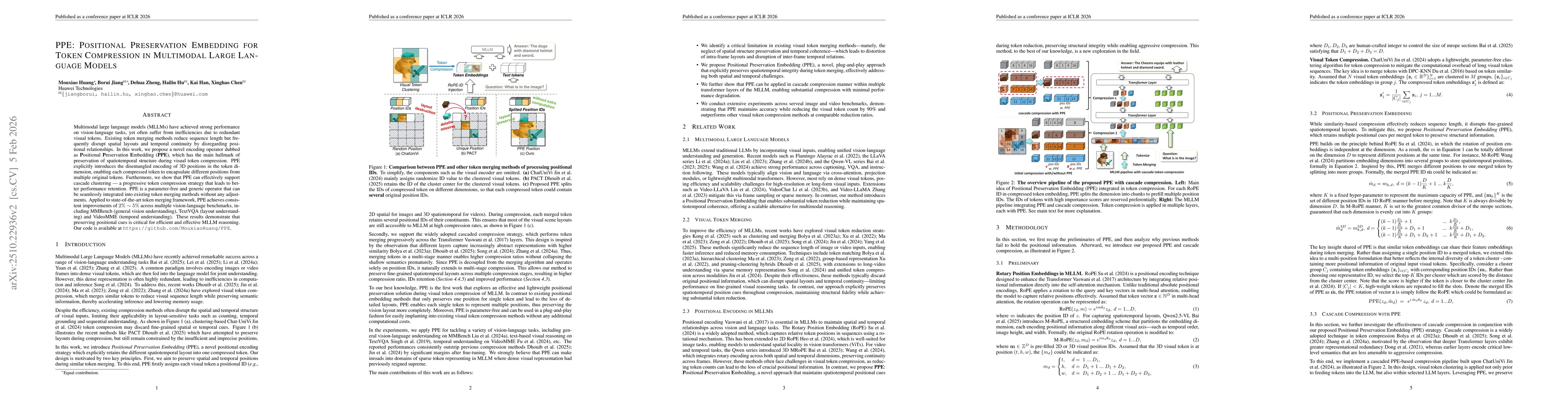 Thumbnail for PPE: Positional Preservation Embedding for Token Compression in Multimodal Large Language Models