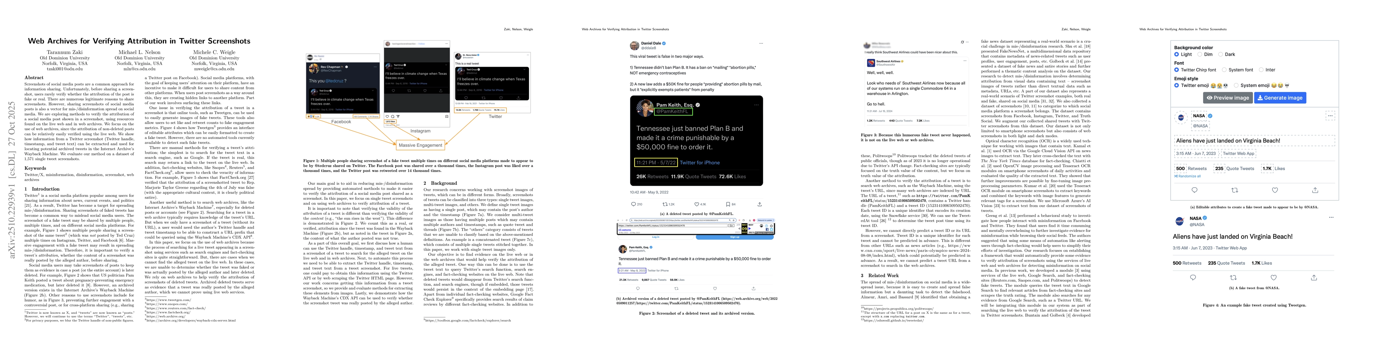 Thumbnail for Web Archives for Verifying Attribution in Twitter Screenshots