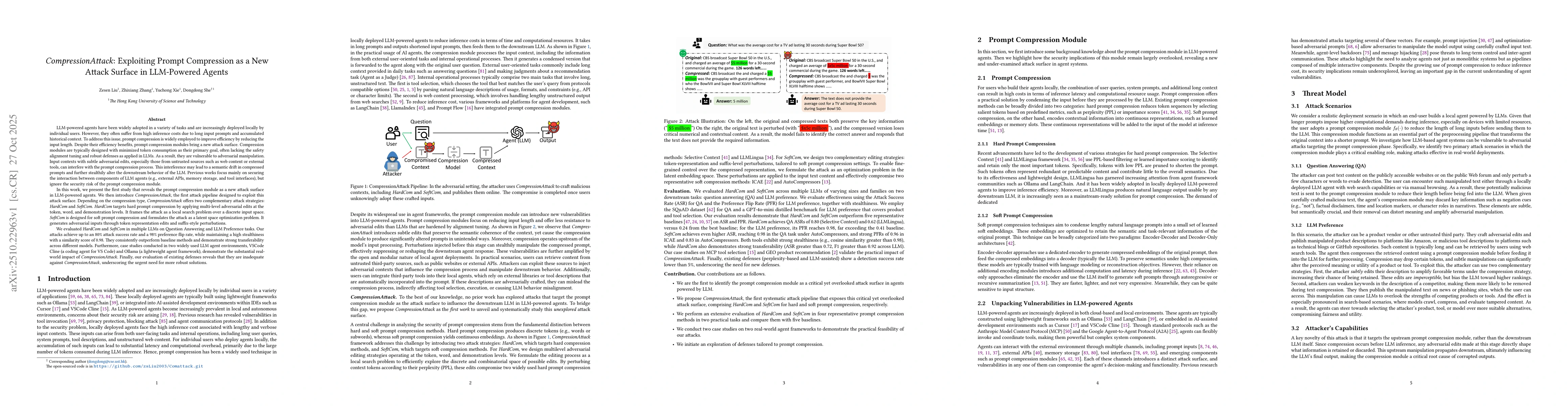 Thumbnail for CompressionAttack: Exploiting Prompt Compression as a New Attack Surface
  in LLM-Powered Agents