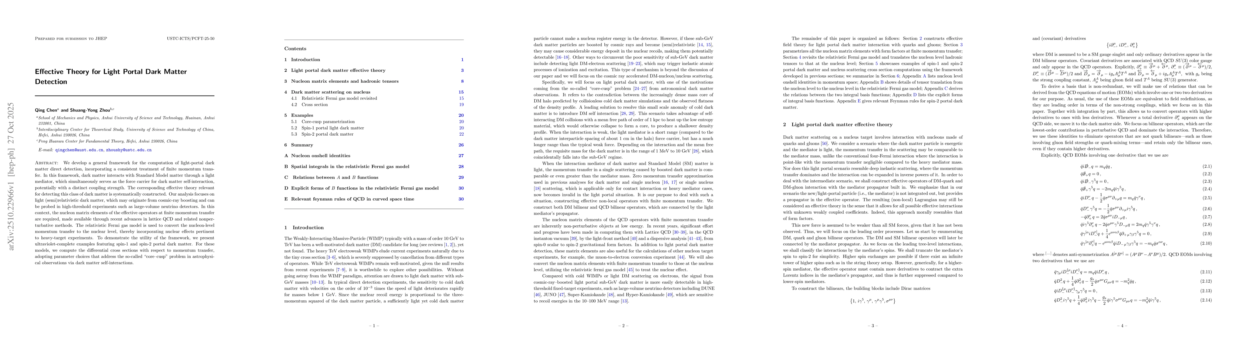 Thumbnail for Effective Theory for Light Portal Dark Matter Detection