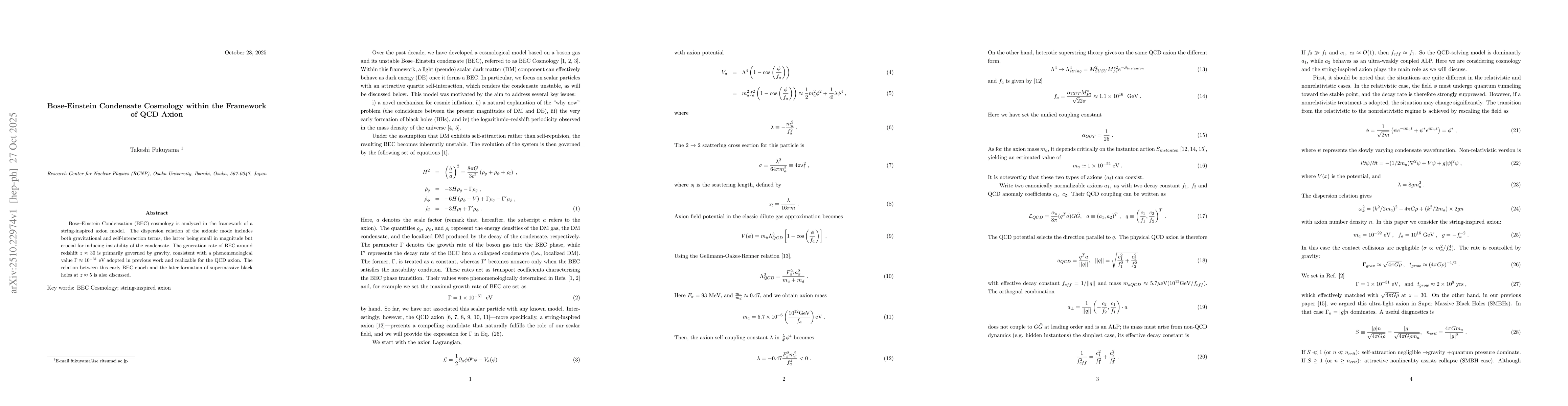 Thumbnail for Bose-Einstein Condensate Cosmology within the Framework of QCD Axion