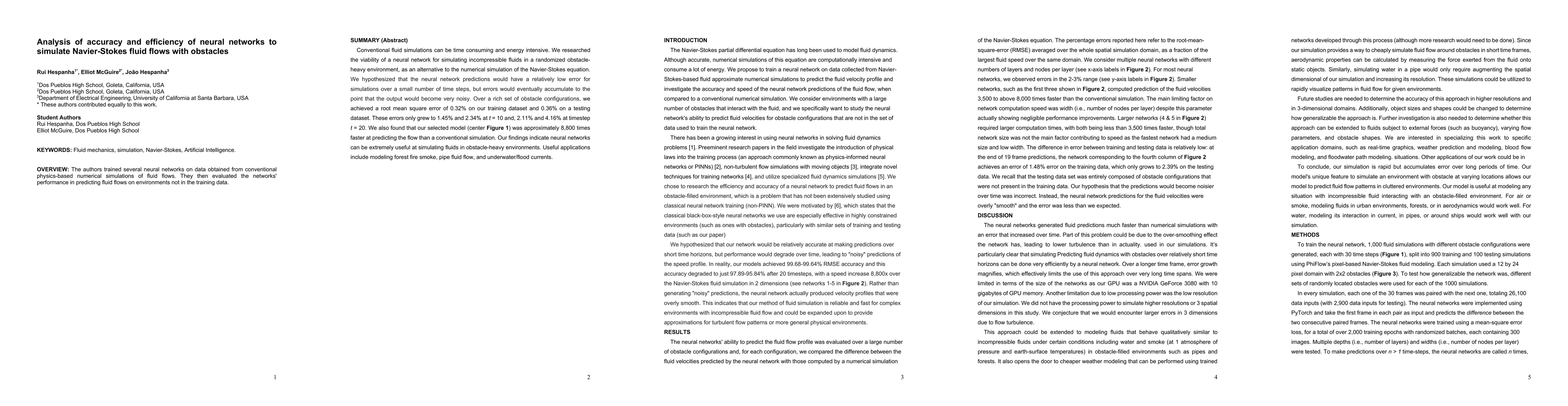 Thumbnail for Analysis of accuracy and efficiency of neural networks to simulate
  Navier-Stokes fluid flows with obstacles