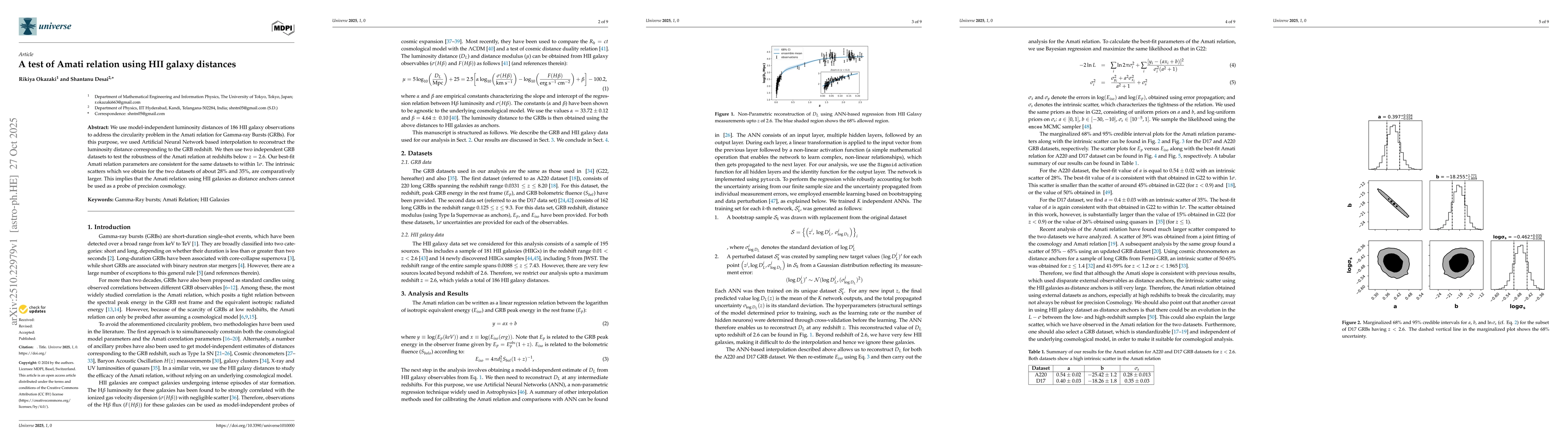 Thumbnail for A test of Amati relation using HII galaxy distances