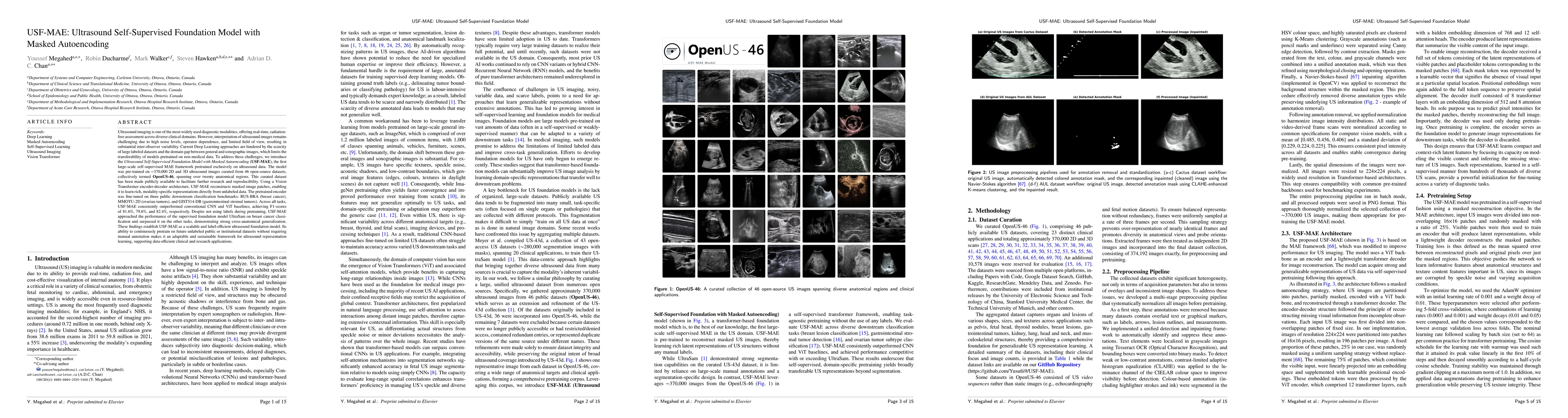 Thumbnail for USF-MAE: Ultrasound Self-Supervised Foundation Model with Masked
  Autoencoding