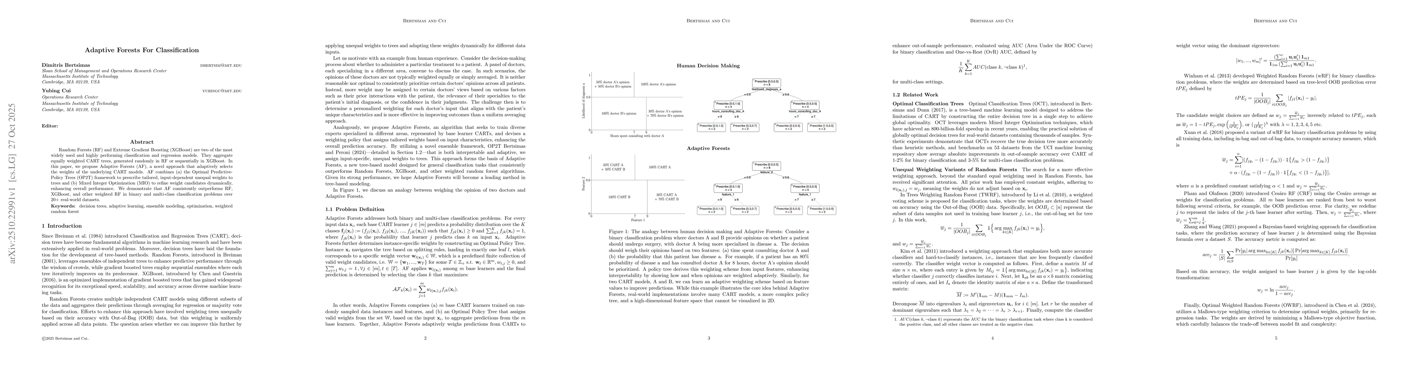 Thumbnail for Adaptive Forests For Classification