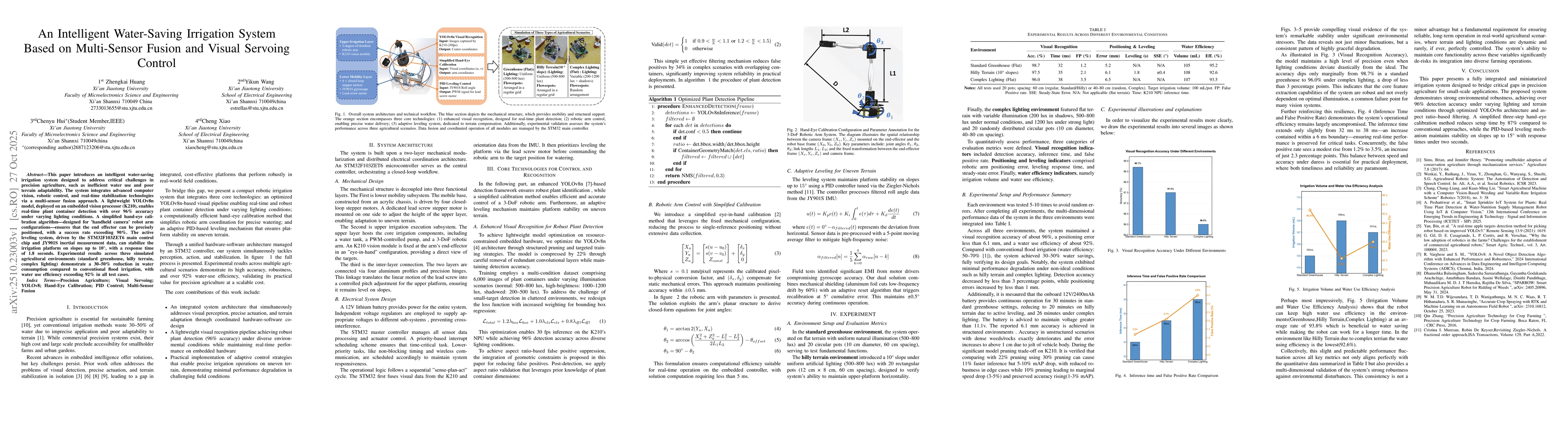 Thumbnail for An Intelligent Water-Saving Irrigation System Based on Multi-Sensor
  Fusion and Visual Servoing Control