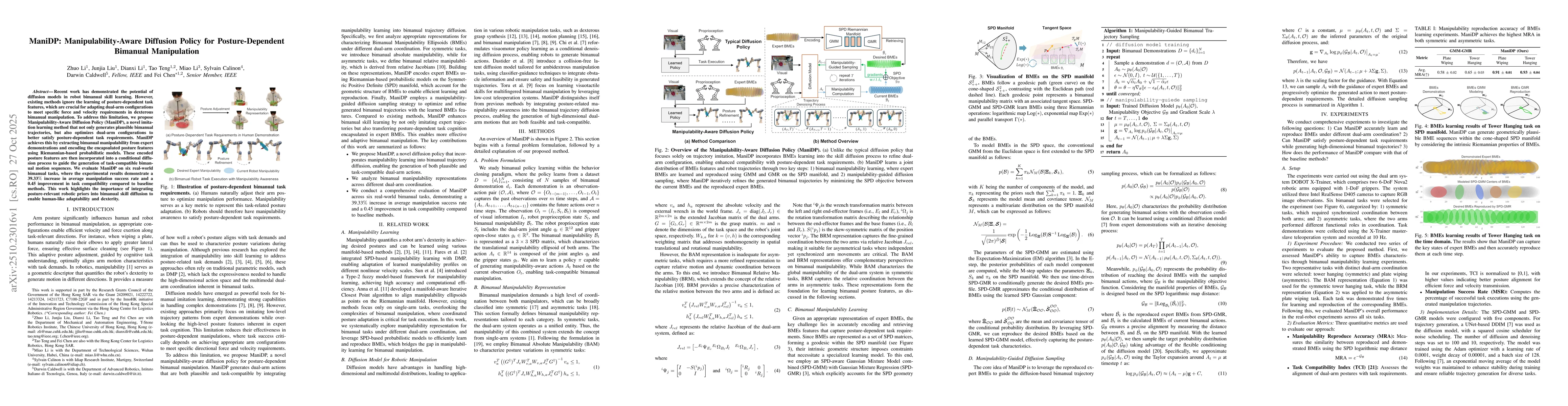 Thumbnail for ManiDP: Manipulability-Aware Diffusion Policy for Posture-Dependent
  Bimanual Manipulation