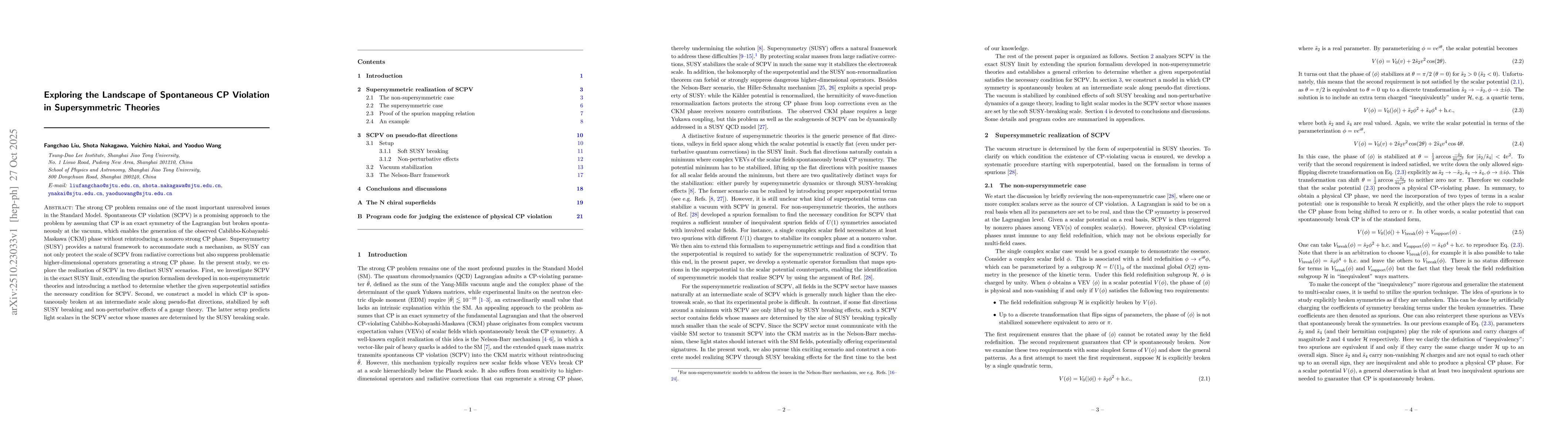 Thumbnail for Exploring the Landscape of Spontaneous CP Violation in Supersymmetric
  Theories