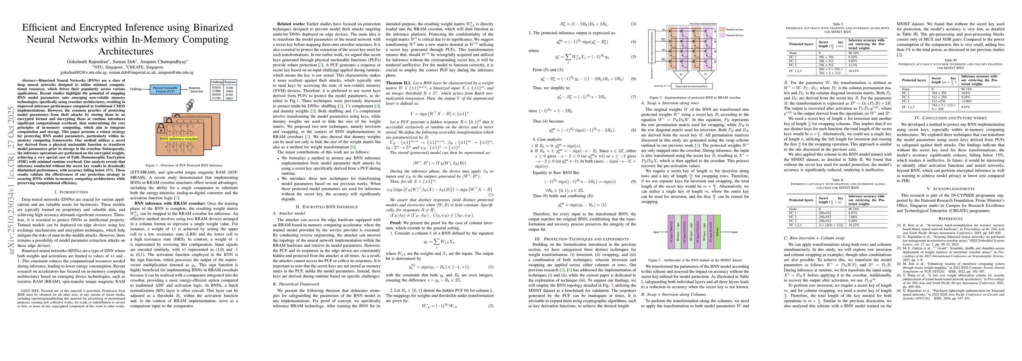 Thumbnail for Efficient and Encrypted Inference using Binarized Neural Networks within
  In-Memory Computing Architectures