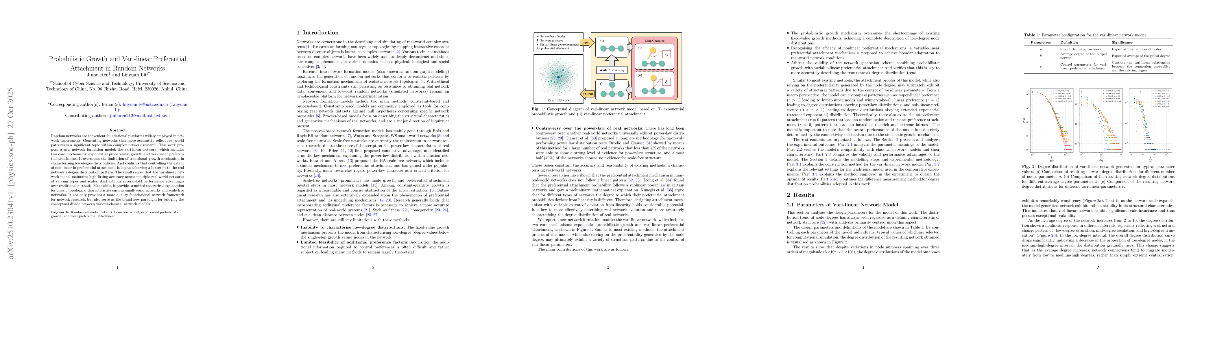 Thumbnail for Probabilistic Growth and Vari-linear Preferential Attachment in Random
  Networks
