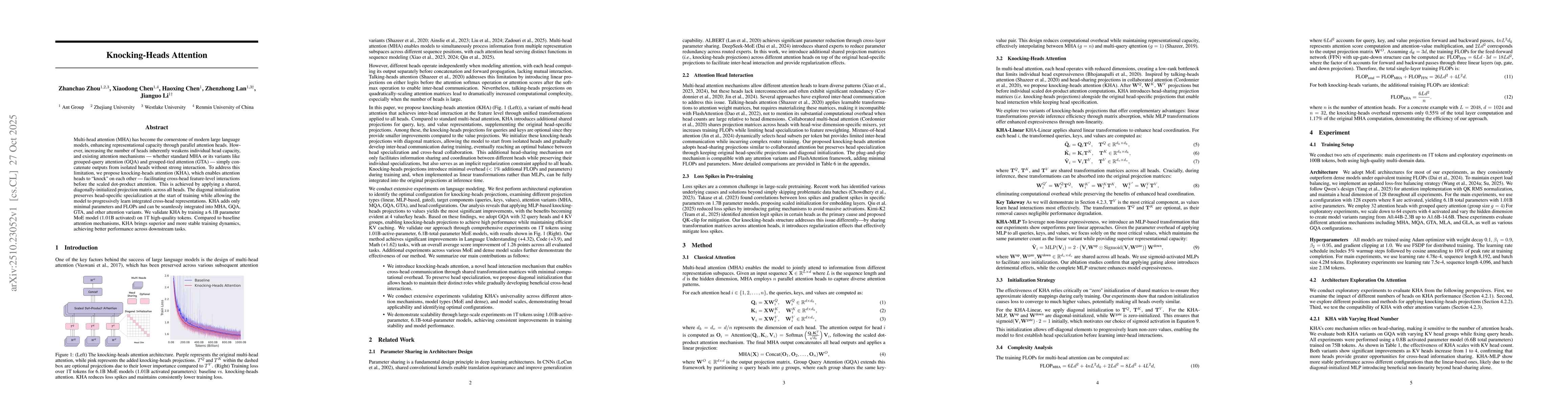 Thumbnail for Knocking-Heads Attention