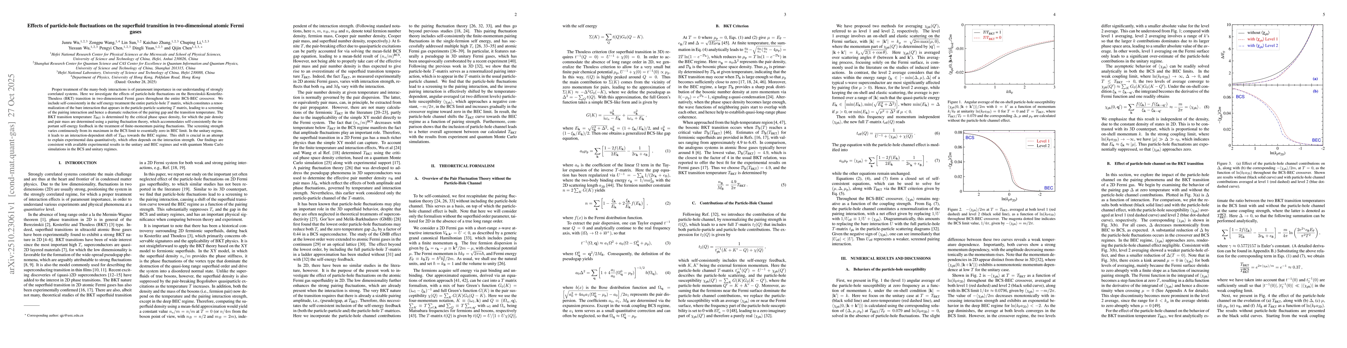 Thumbnail for Effects of particle-hole fluctuations on the superfluid transition in
  two-dimensional atomic Fermi gases