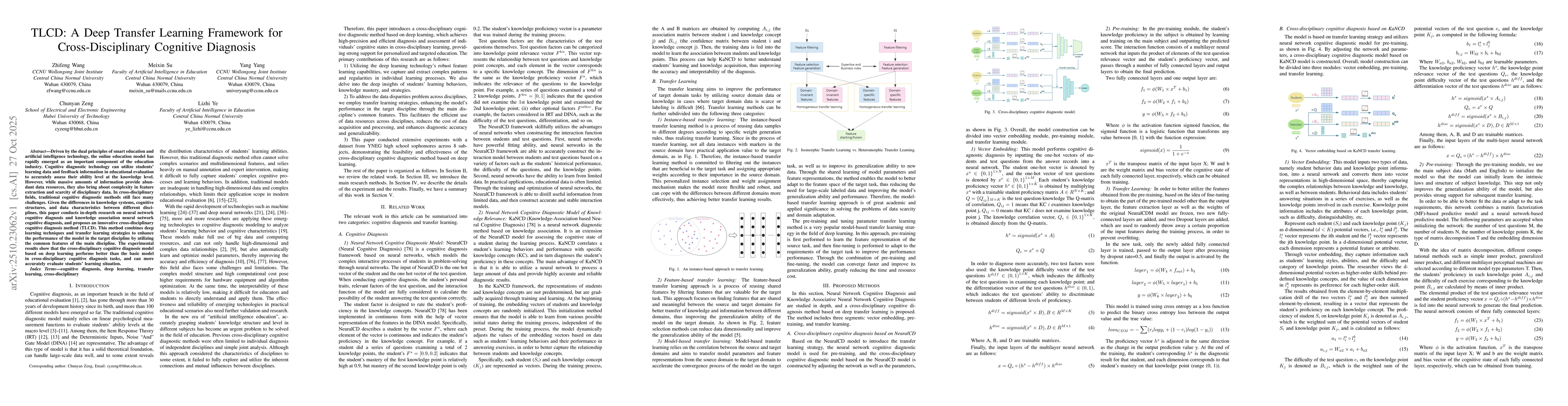 Thumbnail for TLCD: A Deep Transfer Learning Framework for Cross-Disciplinary
  Cognitive Diagnosis