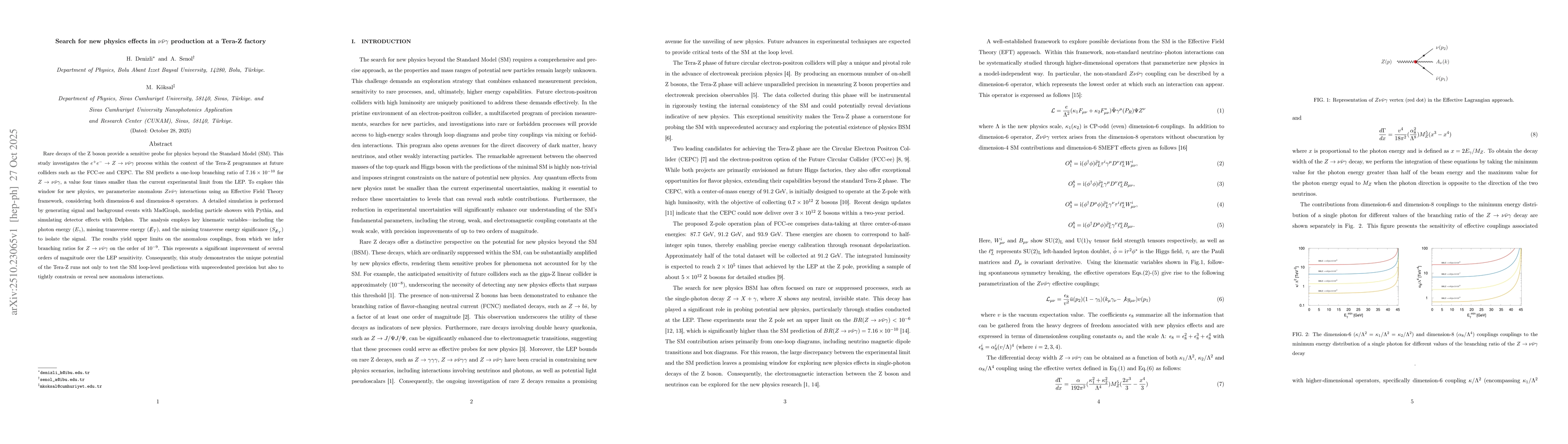 Thumbnail for Search for new physics effects in $ν\barνγ$ production at a
  Tera-Z factory