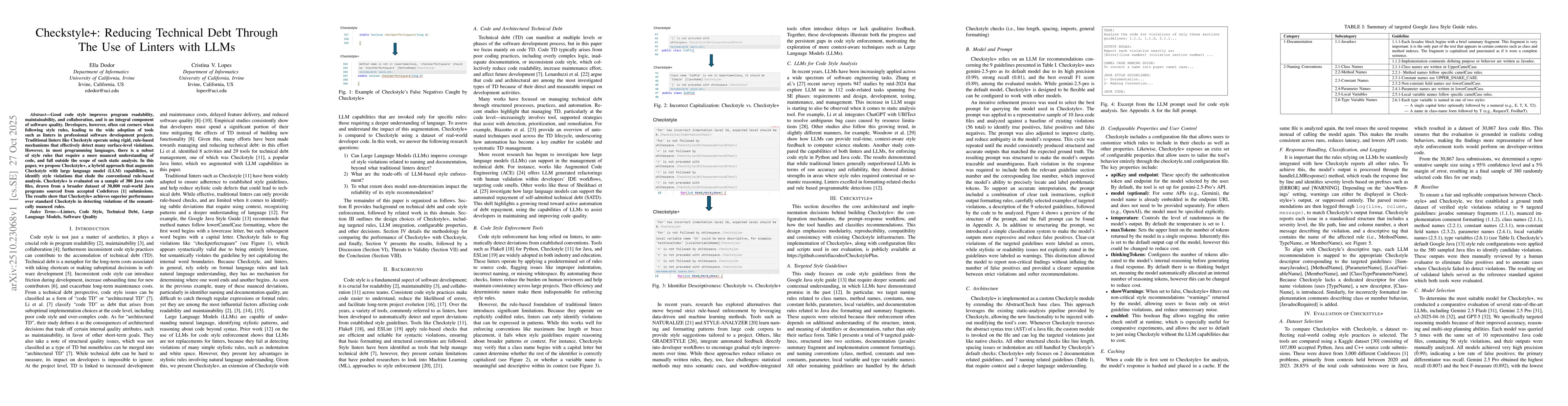 Thumbnail for Checkstyle+: Reducing Technical Debt Through The Use of Linters with
  LLMs
