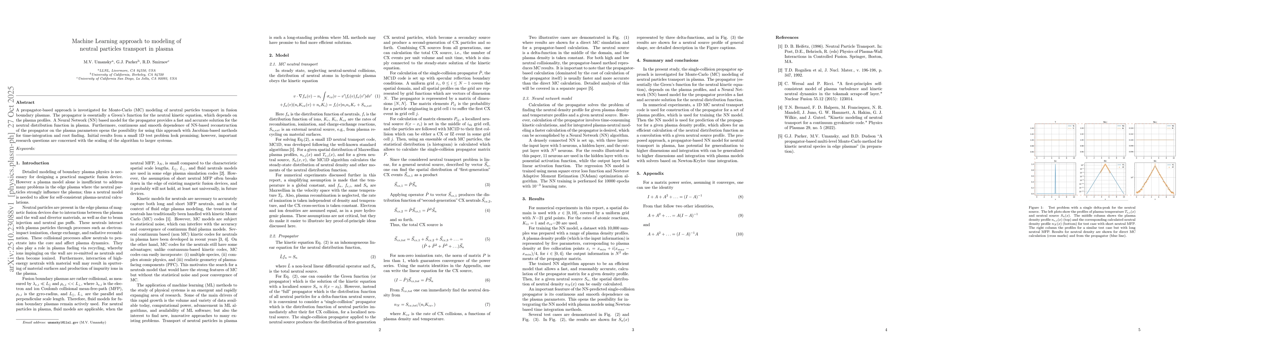 Thumbnail for Machine Learning approach to modeling of neutral particles transport in
  plasma