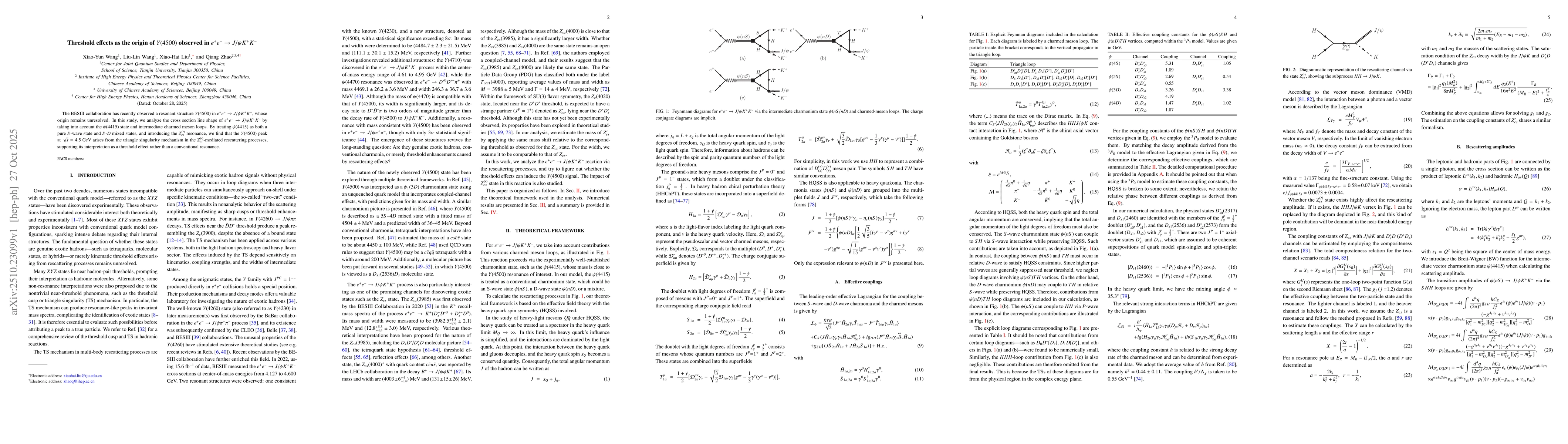 Thumbnail for Threshold effects as the origin of $Y(4500)$ observed in $e^+e^-\to
  J/ψK^+K^-$