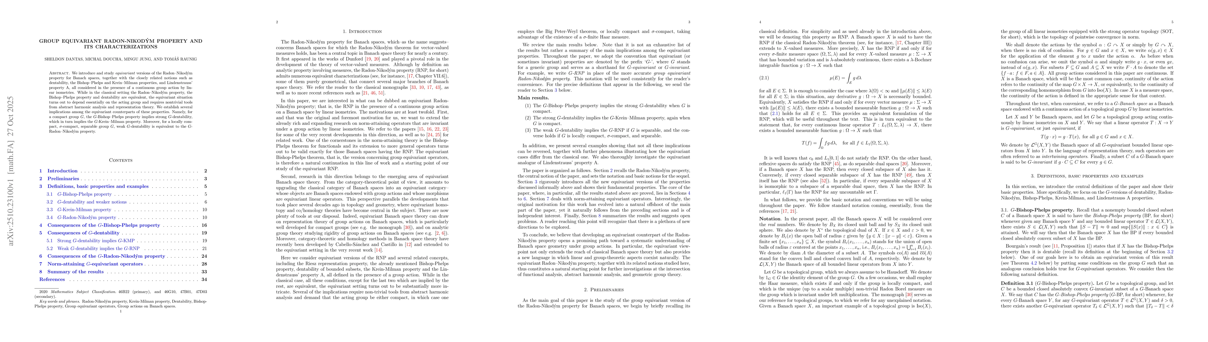 Thumbnail for Group equivariant Radon-Nikodým property and its characterizations