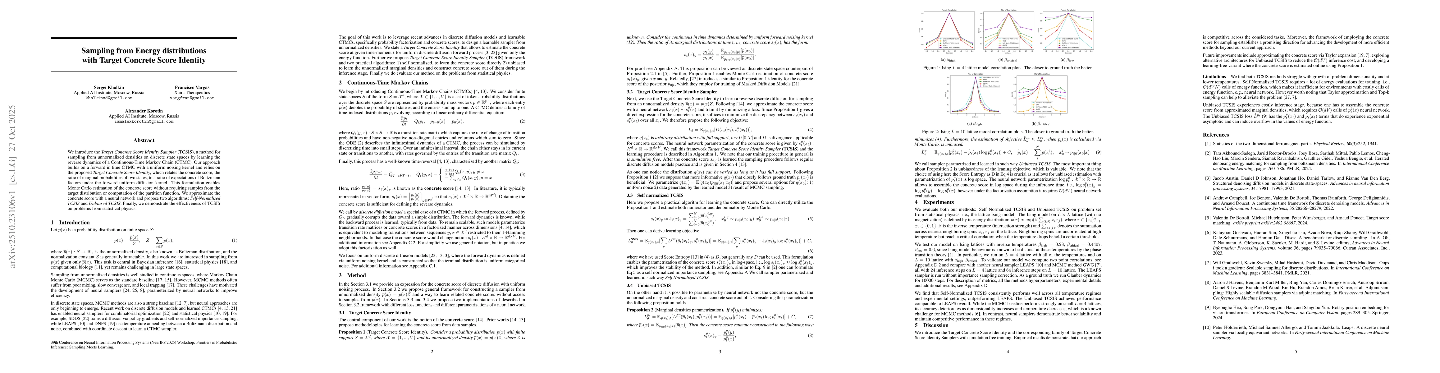 Thumbnail for Sampling from Energy distributions with Target Concrete Score Identity