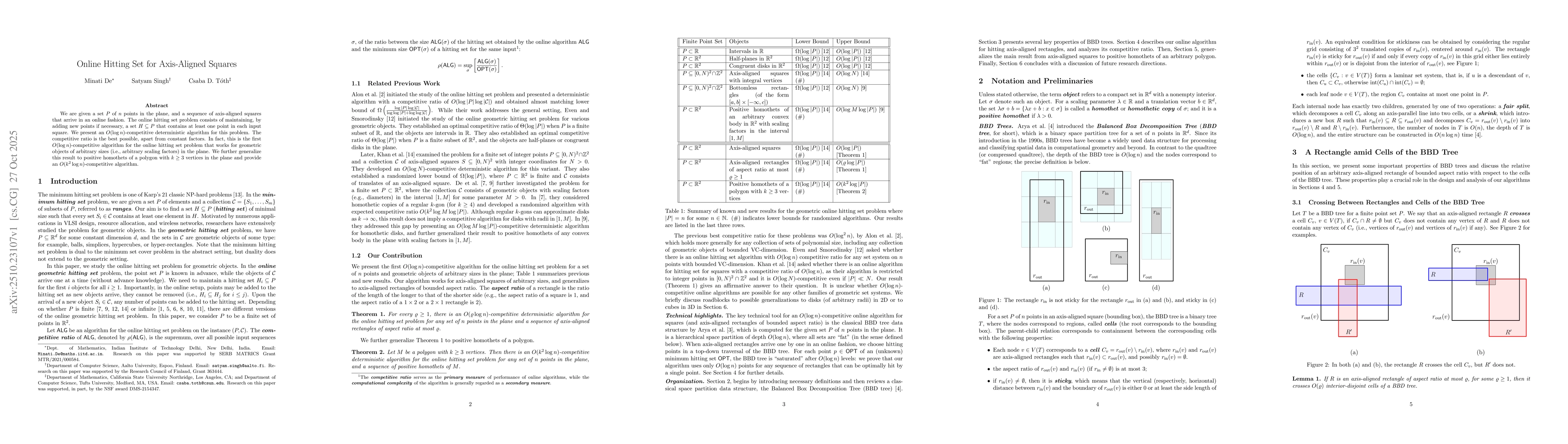 Thumbnail for Online Hitting Set for Axis-Aligned Squares