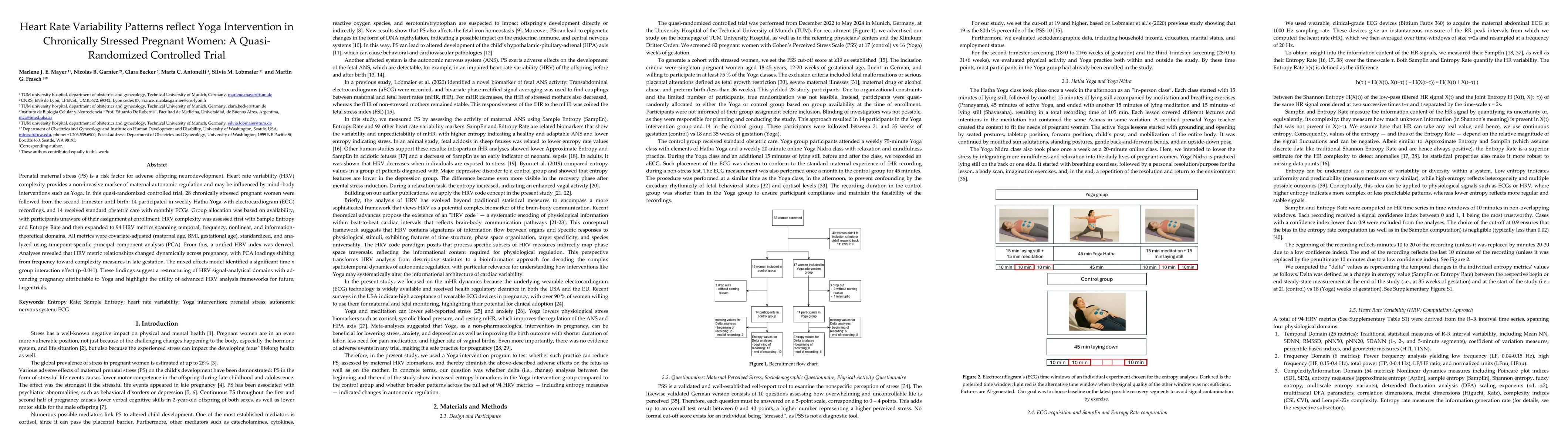 Thumbnail for Heart Rate Variability Patterns Reflect Yoga Intervention in Chronically
  Stressed Pregnant Women: A Quasi-Randomized Controlled Trial