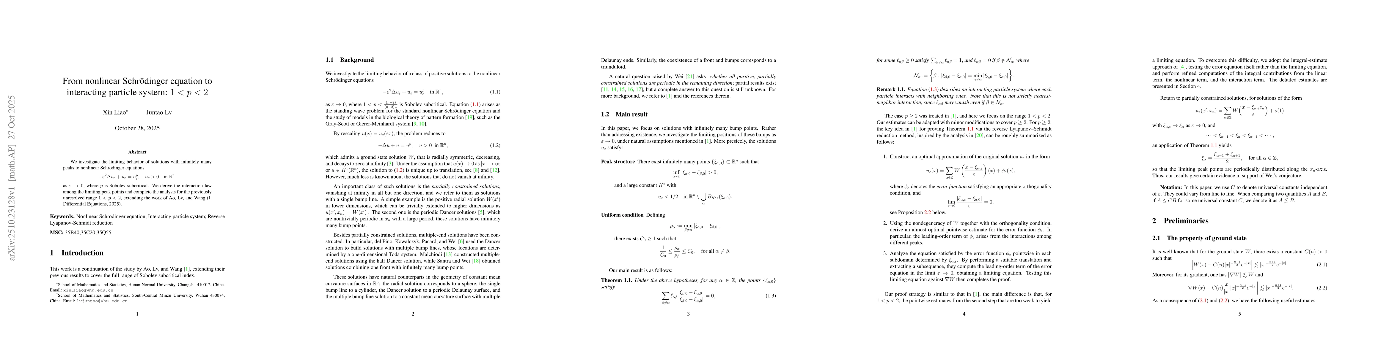 Thumbnail for From nonlinear Schrödinger equation to interacting particle system: 1
  < p < 2