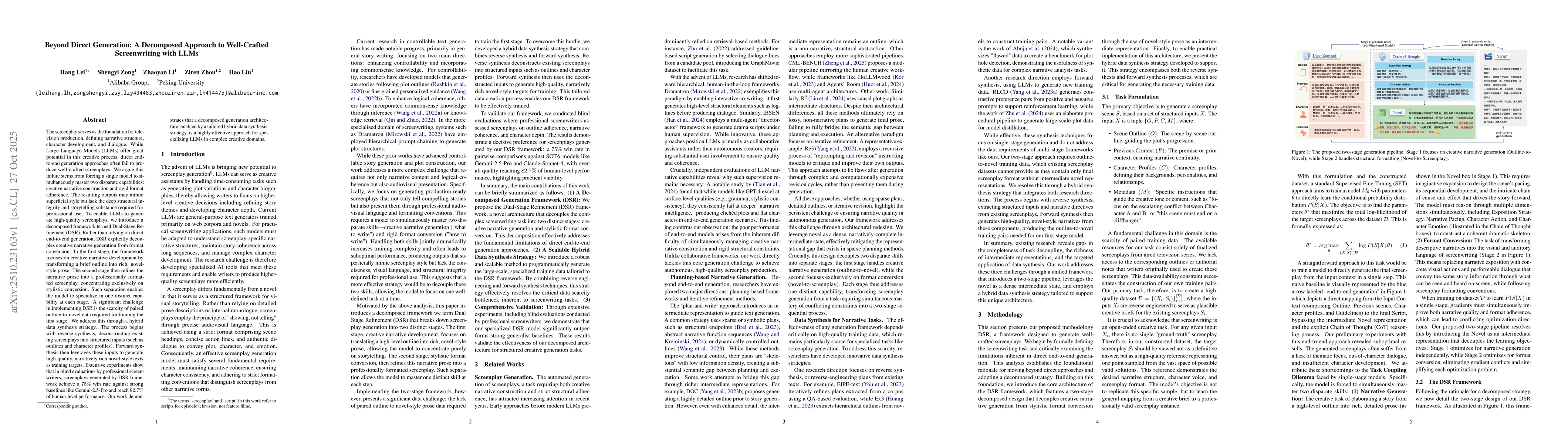 Thumbnail for Beyond Direct Generation: A Decomposed Approach to Well-Crafted
  Screenwriting with LLMs