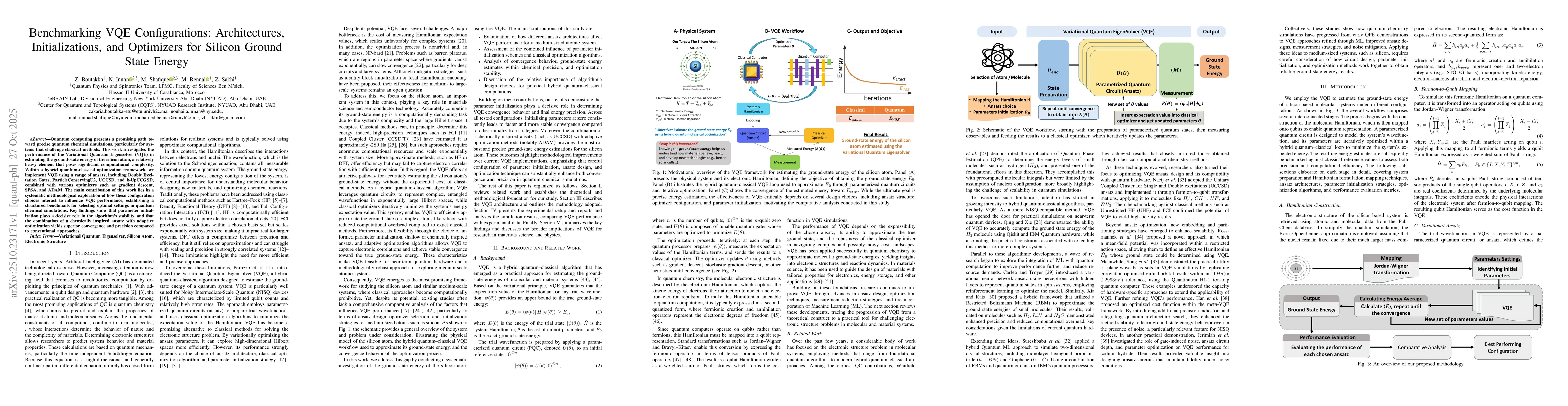 Thumbnail for Benchmarking VQE Configurations: Architectures, Initializations, and
  Optimizers for Silicon Ground State Energy