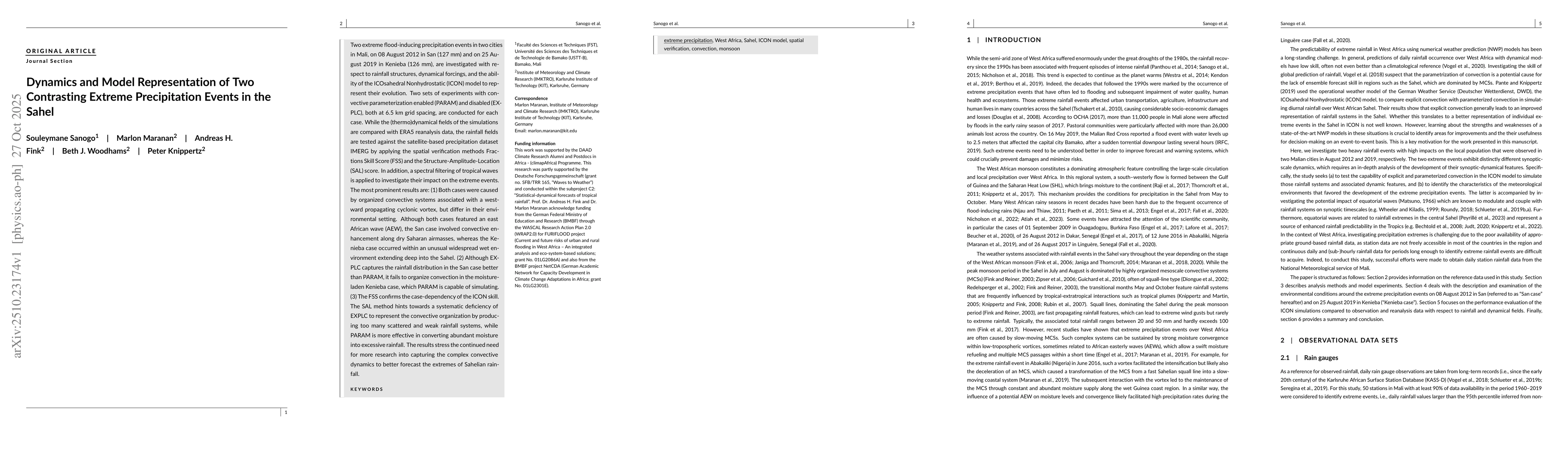Thumbnail for Dynamics and Model Representation of Two Contrasting Extreme
  Precipitation Events in the Sahel