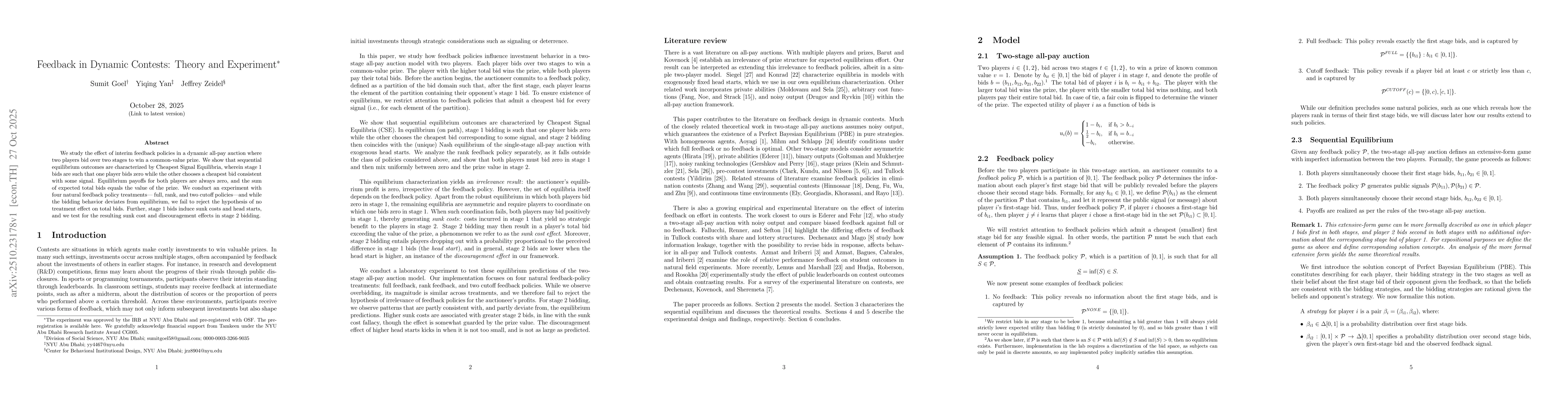 Thumbnail for Feedback in Dynamic Contests: Theory and Experiment