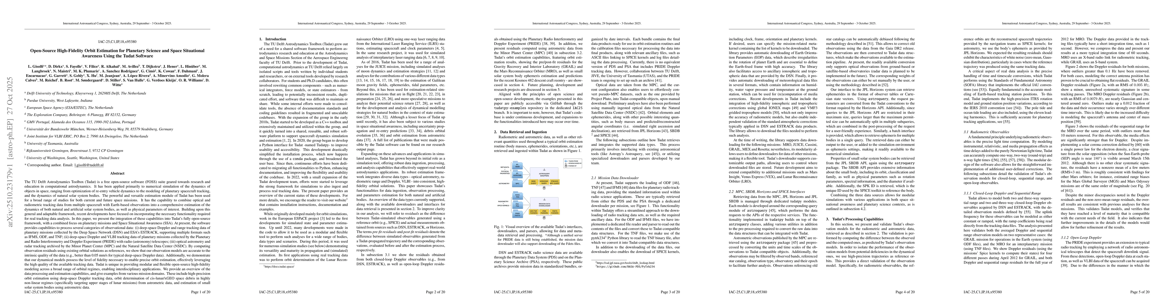 Thumbnail for Open-Source High-Fidelity Orbit Estimation for Planetary Science and
  Space Situational Awareness Using the Tudat Software