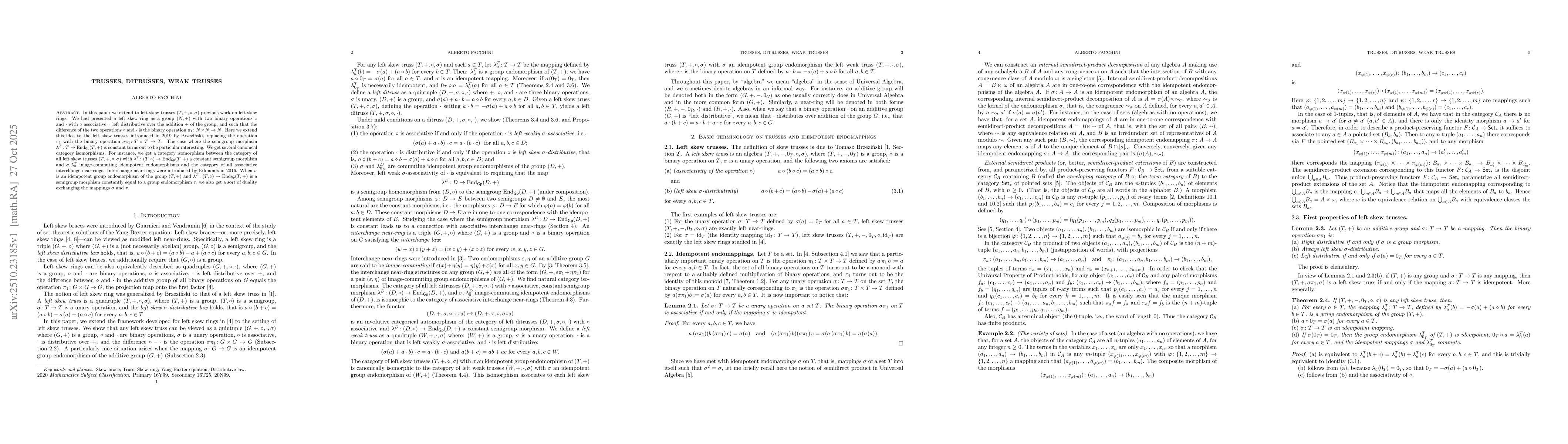 Thumbnail for Trusses, ditrusses, weak trusses