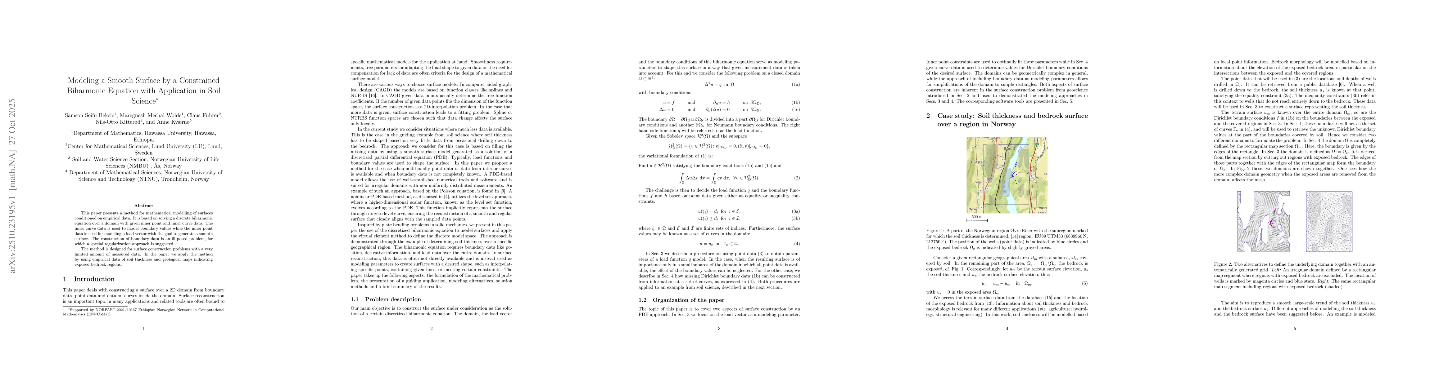 Thumbnail for Modeling a Smooth Surface by a Constrained Biharmonic Equation with
  Application in Soil Science