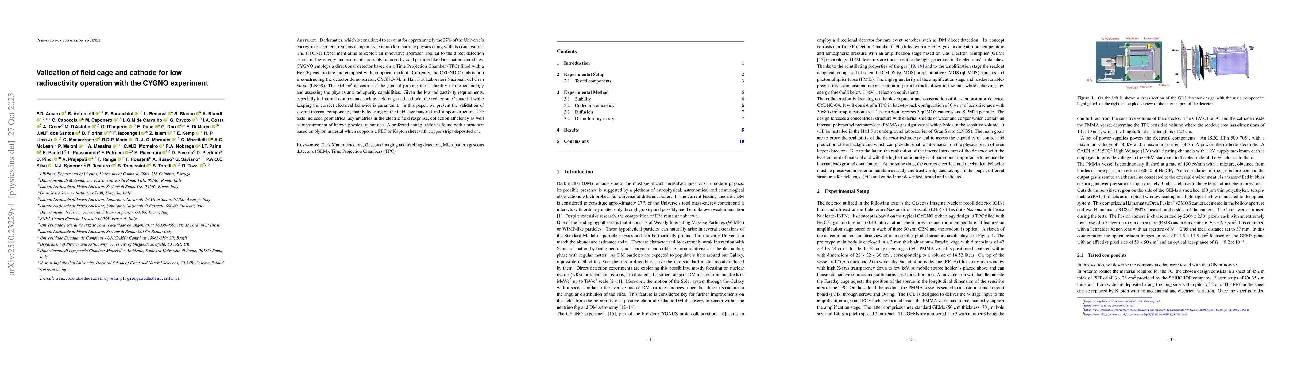 Thumbnail for Validation of field cage and cathode for low radioactivity operation
  with the CYGNO experiment