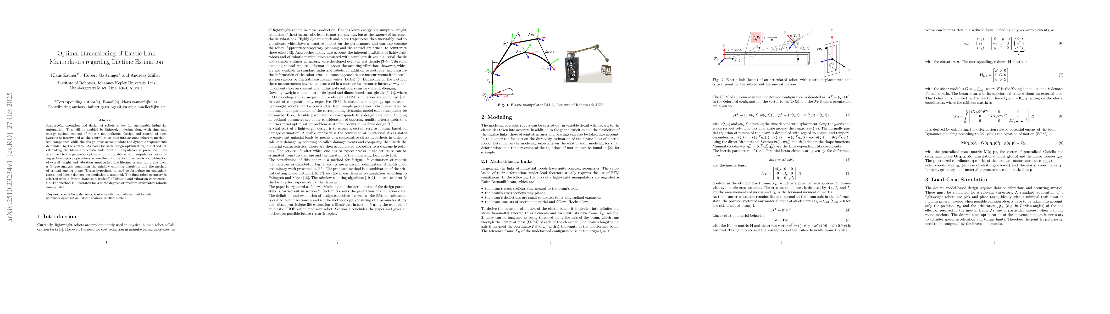 Thumbnail for Optimal Dimensioning of Elastic-Link Manipulators regarding Lifetime
  Estimation