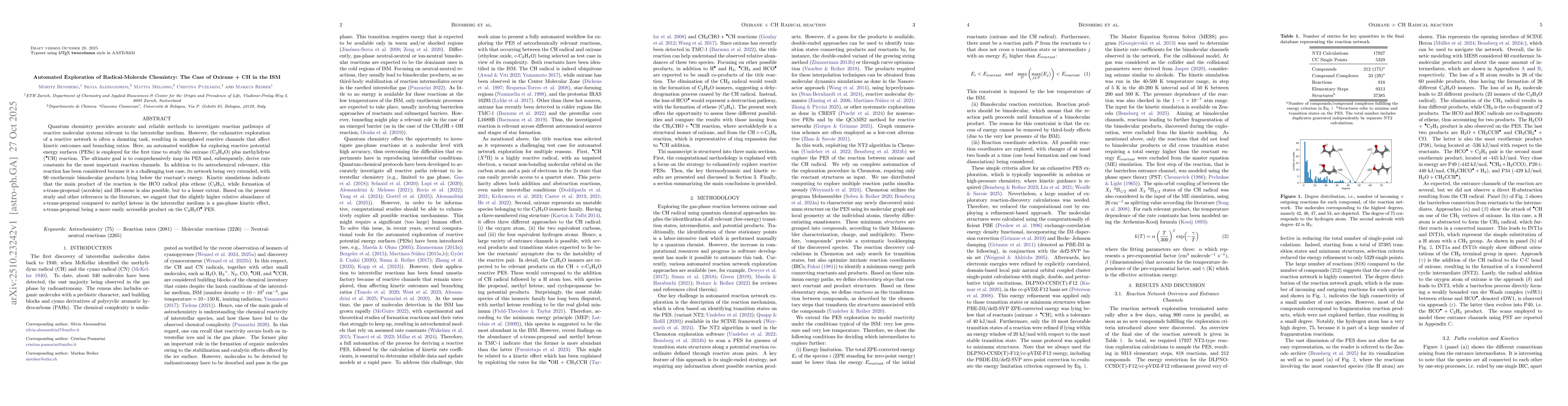 Thumbnail for Automated Exploration of Radical-Molecule Chemistry: The Case of Oxirane
  + CH in the ISM