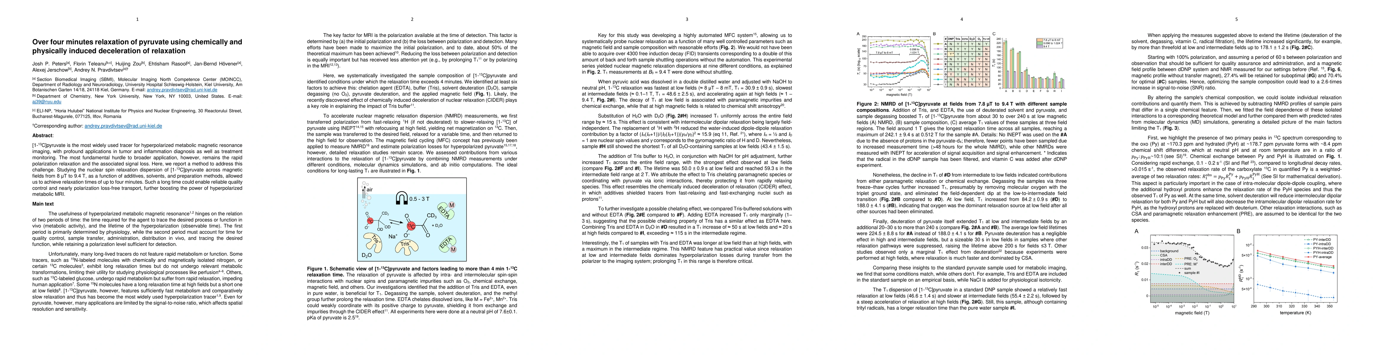 Thumbnail for Over four minutes relaxation of pyruvate using chemically and physically
  induced deceleration of relaxation