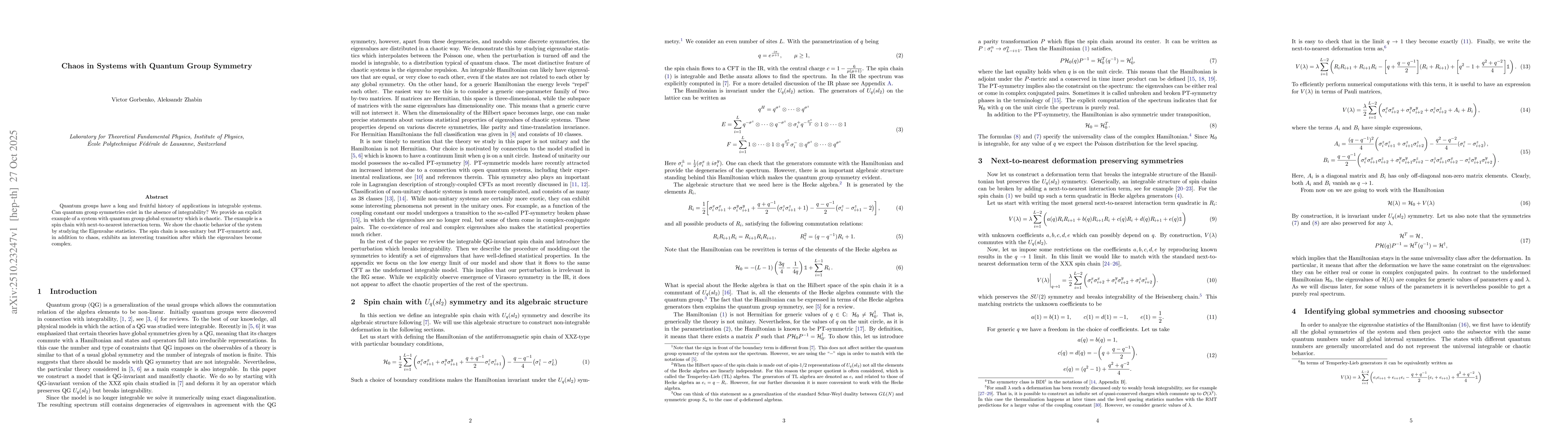 Thumbnail for Chaos in Systems with Quantum Group Symmetry
